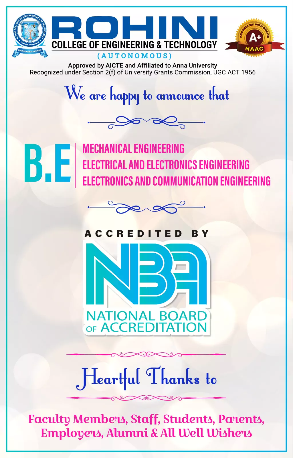 NBA Accredited engineering Colleges in kanyakumari